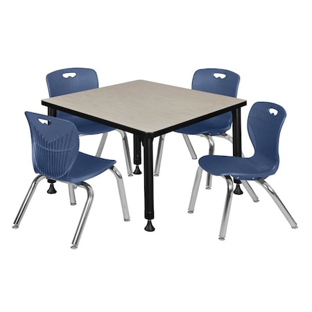 Tables > Height Adjustable > Square Table & Chair Sets, 30 W, 30 L, 23-39 H, Maple