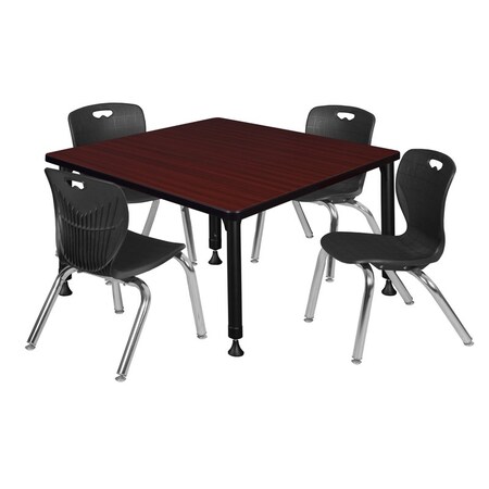 Tables > Height Adjustable > Square Table & Chair Sets, 30 W, 30 L, 23-37 H, Mahogany