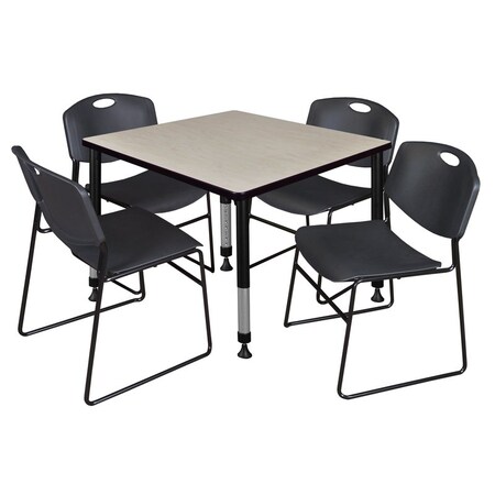 Tables > Height Adjustable > Square Table & Chair Sets, 30 W, 30 L, 23-39 H, Maple