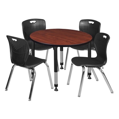 Tables > Height Adjustable > Round Table & Chair Sets, 36 W, 36 L, 23-34 H, Cherry