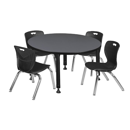 Tables > Height Adjustable > Round Table & Chair Sets, 36 W, 36 L, 23-34 H, Grey