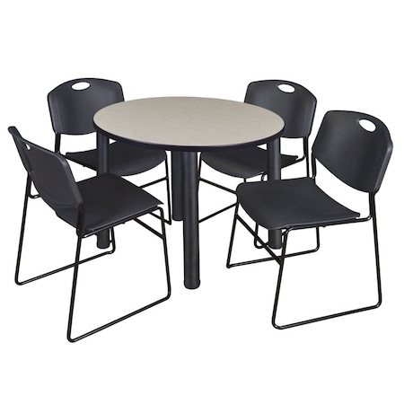 Kee Round Table & Chair Set, Wood, Metal, Polypropylene Top, Maple