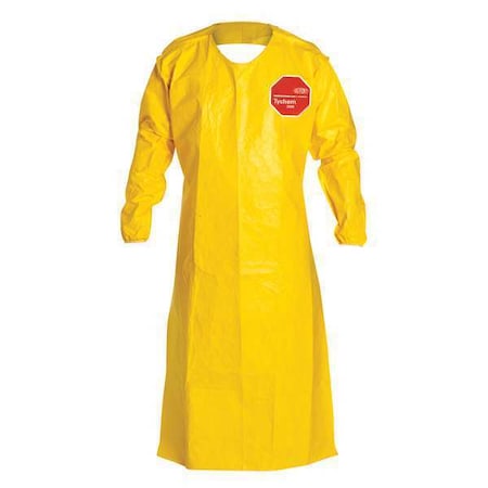 Disposable Apron, Polyethylene Coated High Density Polyethylene, Bound, 10 mil, 36 in, Yellow, UNI