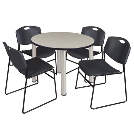 Kee Round Table & Chair Set, Wood, Metal, Polypropylene Top, Maple