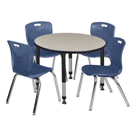 Tables > Height Adjustable > Round Table & Chair Sets, 36 W, 36 L, 23-34 H, Maple