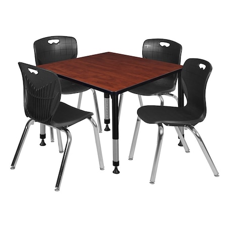 Tables > Height Adjustable > Square Table & Chair Sets, 30 W, 30 L, 23-35 H, Cherry
