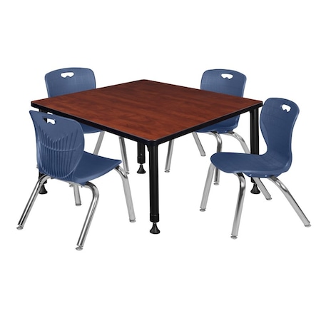 Tables > Height Adjustable > Square Table & Chair Sets, 30 W, 30 L, 23-35 H, Cherry