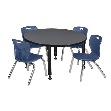 Tables > Height Adjustable > Round Table & Chair Sets, 42 W, 42 L, 23-34 H, Grey