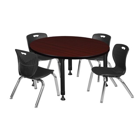 Tables > Height Adjustable > Round Table & Chair Sets, 42 W, 42 L, 23-34 H, Mahogany
