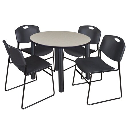 Kee Round Table & Chair Set, Wood, Metal, Polypropylene Top, Maple