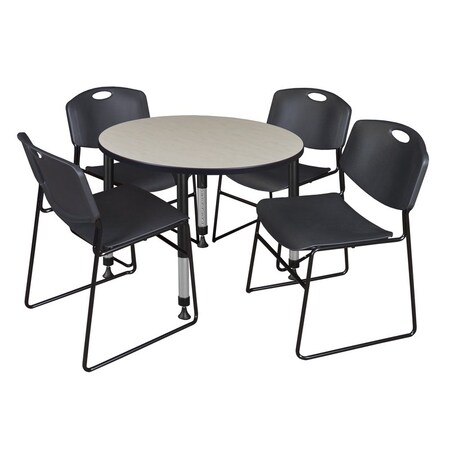 Tables > Height Adjustable > Round Table & Chair Sets, 42 W, 42 L, 23-34 H, Maple