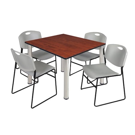 Kee Square Table & Chair Set, Wood, Metal, Polypropylene Top