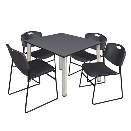 Kee Square Table & Chair Set, Wood, Metal, Polypropylene Top
