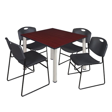 Kee Square Table & Chair Set, Wood, Metal, Polypropylene Top