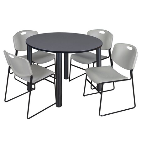 Kee Round Table & Chair Set, Wood, Metal, Polypropylene Top, Grey