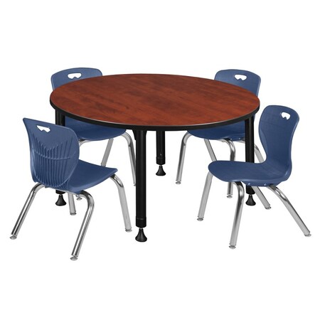 Tables > Height Adjustable > Round Table & Chair Sets, 48 W, 48 L, 23-34 H, Cherry