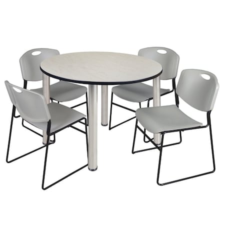 Kee Round Table & Chair Set, Wood, Metal, Polypropylene Top, Maple