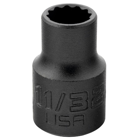 3/8 in Drive, Triple Square SAE Socket, 12 Points,  Steel, Blk Oxd, 11/32 in