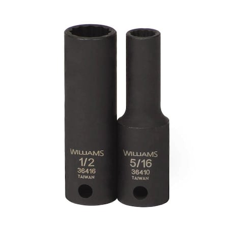 3/8" Drive Impact Socket Black Industrial, Deep 3/8" D 5/8",12Pt