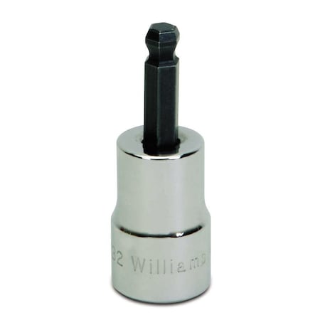 3/8" Dr, 3/16" Size, SAE Ball Hex Bit Socket, 6-Points