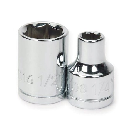 3/8" Drive, 6mm Metric Socket, 6 Points, 3/8" D,6Pt,6mm