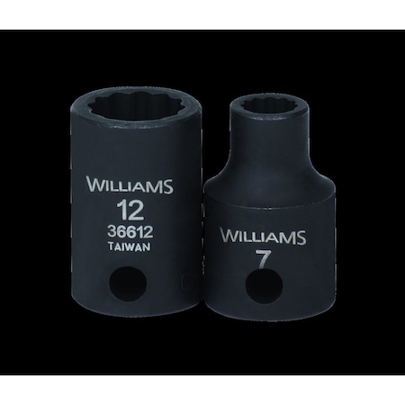 3/8" Drive Impact Socket Black Industrial, 3/8" D,7mm 12Pt