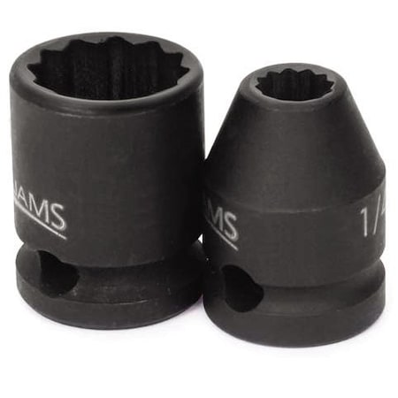 3/8" Drive Impact Socket Black Industrial, 3/8" D,3/8 12Pt