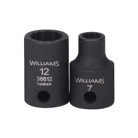 3/8" Drive Impact Socket Black Industrial, 3/8" D,16mm 12Pt
