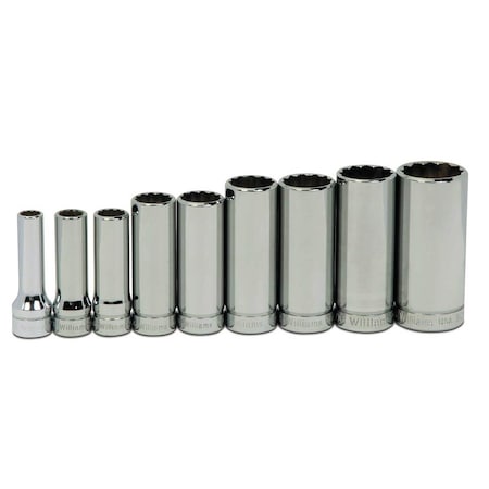 Deep Socket Set,3/8" D,12Pt,9pcs., JHWWSBD-9RC