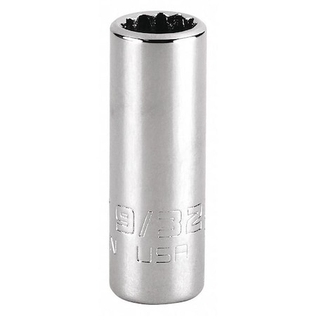 1/4 in Drive, Triple Square SAE Socket, 12 Points,  Steel, Chrome, 9/32 in