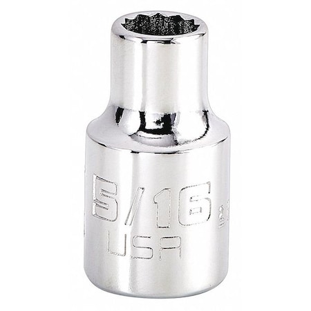 3/8 in Drive, Triple Square SAE Socket, 12 Points,  Steel, Chrome, 5/16 in