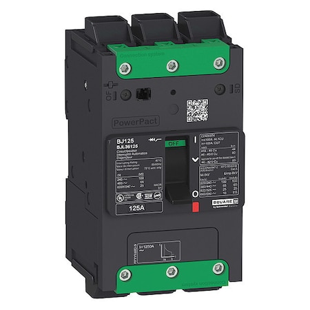 Molded Case Circuit Breaker, POWERPACT B Series, 60A, 3 Pole, 347/600V AC, 25kA at 240V AC, B Curve