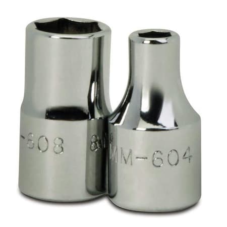 1/4" Drive, 4mm Metric Socket, 6 Points, 1/4" D,6Pt,4mm