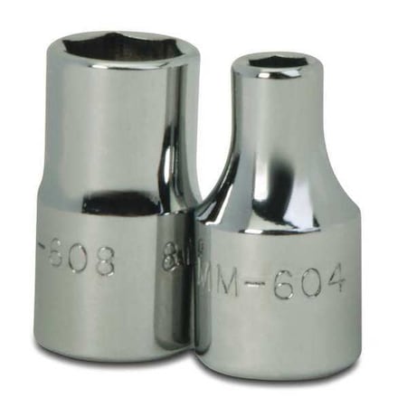 1/4" Drive, 9mm Metric Socket, 6 Points, Deep 1/4" D,6Pt,9mm