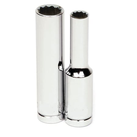 1/4" Drive, 13mm Metric Socket, 12 Points, Deep 1/4" D,12Pt,13mm