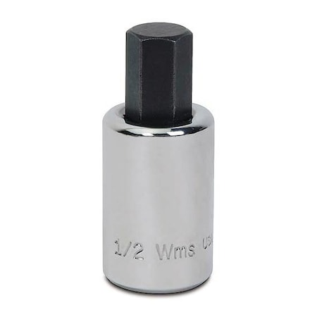 1/2" Dr, 3/8" Size, SAE Hex Bit Socket, 6 Pts