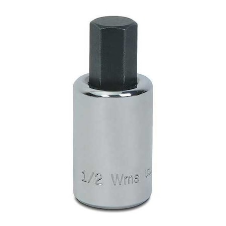 1/2" Dr, 1/2" Size, SAE Hex Bit Socket, 6-Points