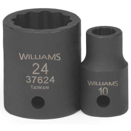 1/2" Drive Impact Socket Black Industrial, 1/2" D,22mm 12 Pt