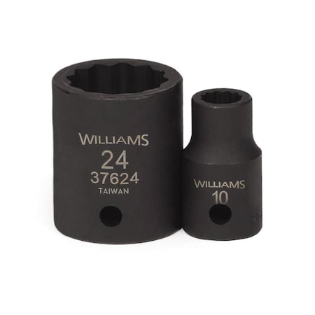 1/2" Drive Impact Socket Black Industrial, 1/2" D,20mm 12 Pt
