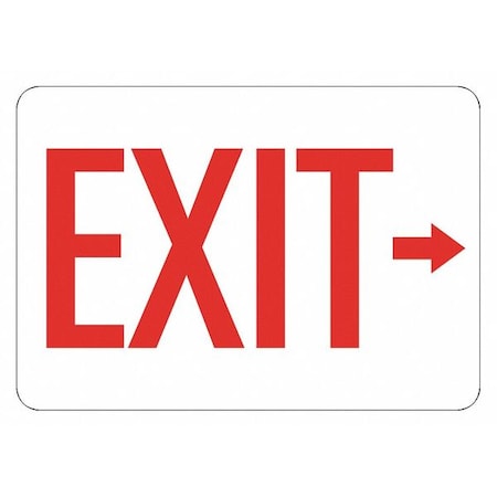 Exit Sign, Polyester, 10" W, 7" H, Exit (Arrow Right), White