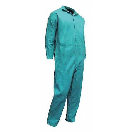 Coverall, XL, 32 in Inseam, Cotton, Snap