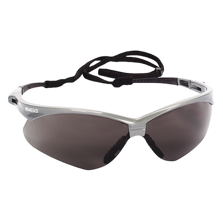V30 Nemesis Safety Glasses, Anti-Fog & Anti-Scratch, Wraparound, Silver Frame, Smoke (Gray) Lens