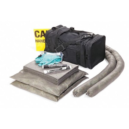 Spill Kit, 10 gal Absorbed per Package, 10 lb Duffel Bag, Black