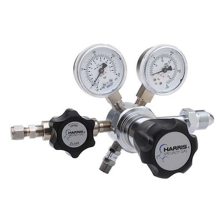 High Purity Gas Regulator, Oxygen, Single Stage, 0.908"-14 Inlet, 1/4 in Outlet, 0 to 125 psi