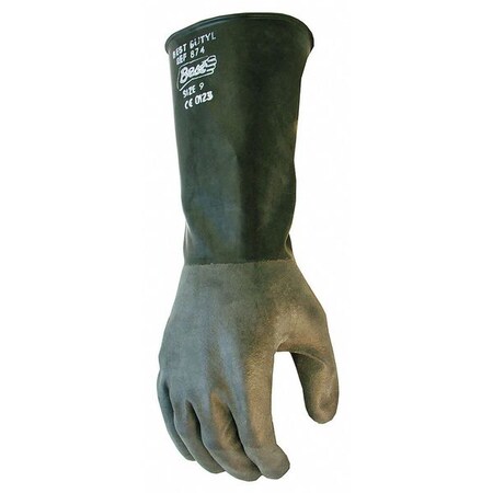 Chemical Resistant Gloves, Butyl, Smooth Beaded, Black, 11, 1 PR