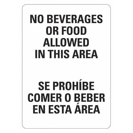 No Beverages Or Food Allowed In This Area, Spanish-Bilingual, 10 in W x 14 in H, LCU1-0154-NP_10x14