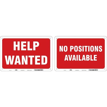 NO POSITIONS AVAILABLE/HELP WANTED, 12 in W x 8 in H, Rectangle, Plastic, 487D44