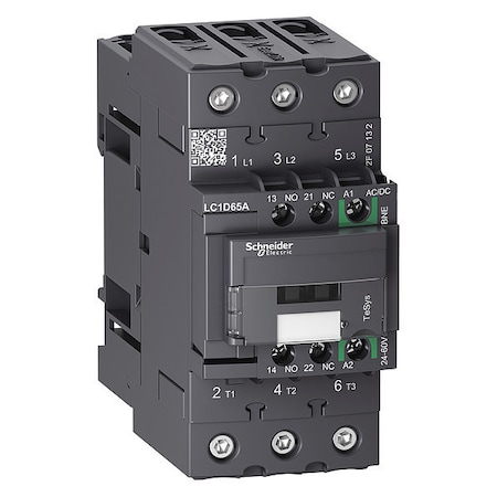 IEC Magnetic Contactor, 1NC/1NO, 24V-60V AC/DC, 3 P, Non-Reversing, Screw Clamp