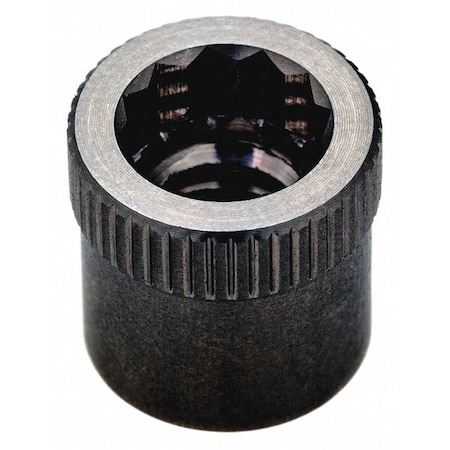 Nut Insert, 3/8"-16 Thrd Sz, 5/8 in L, Round, Steel, Black Oxide