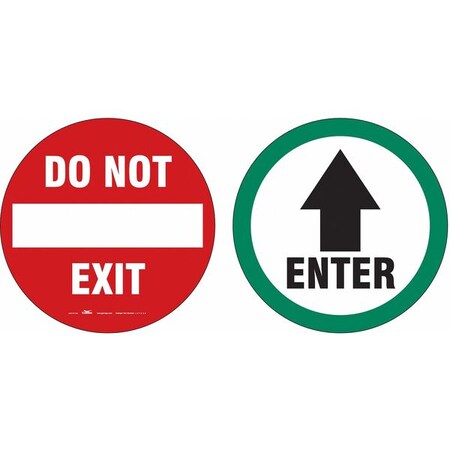 Exit Sign, Vinyl, 6" W, 6" H, Do Not Exit/Enter, Green, Red, White